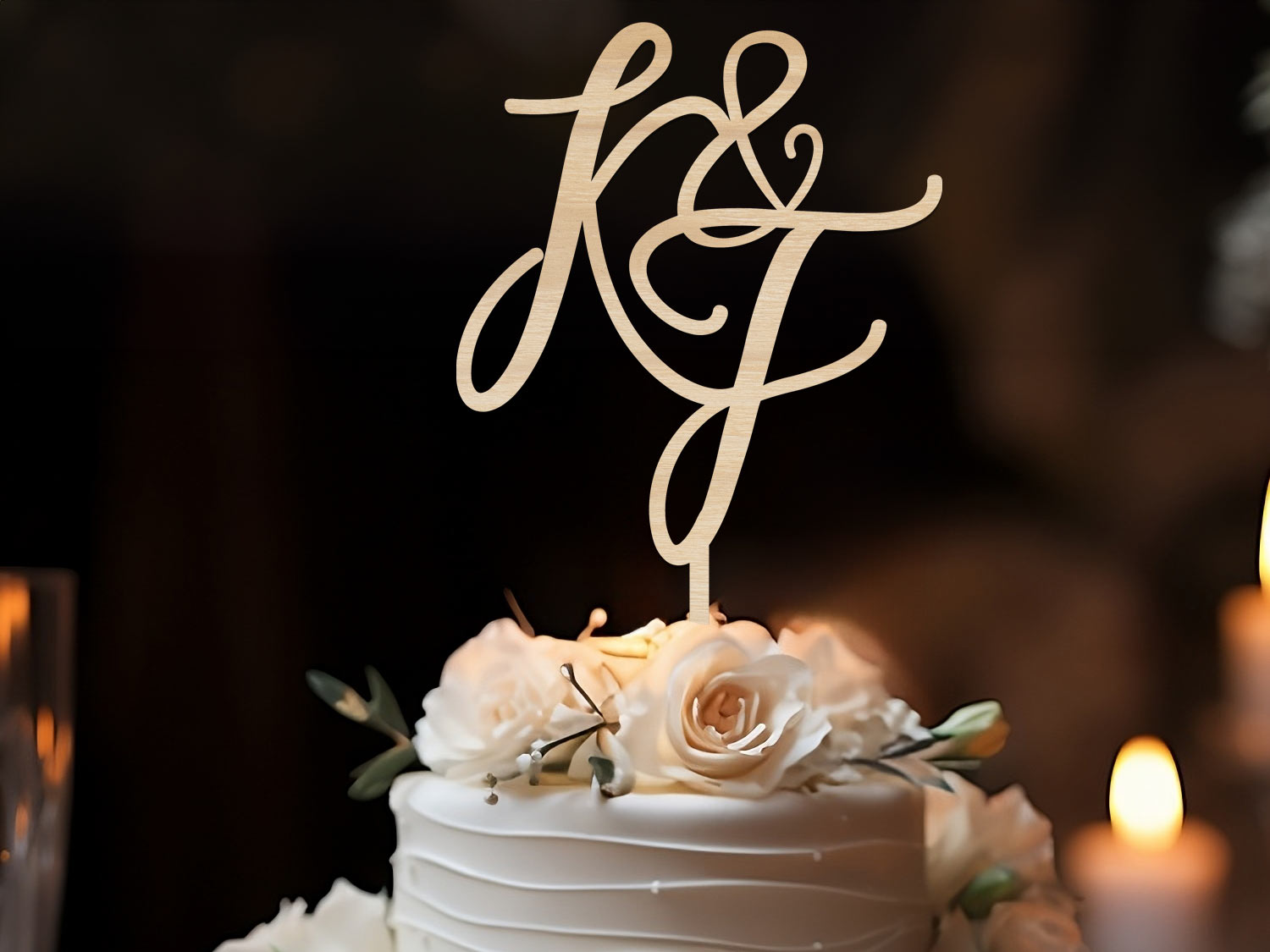 Initials Wedding Cake Sign, Topper for Wedding Cake