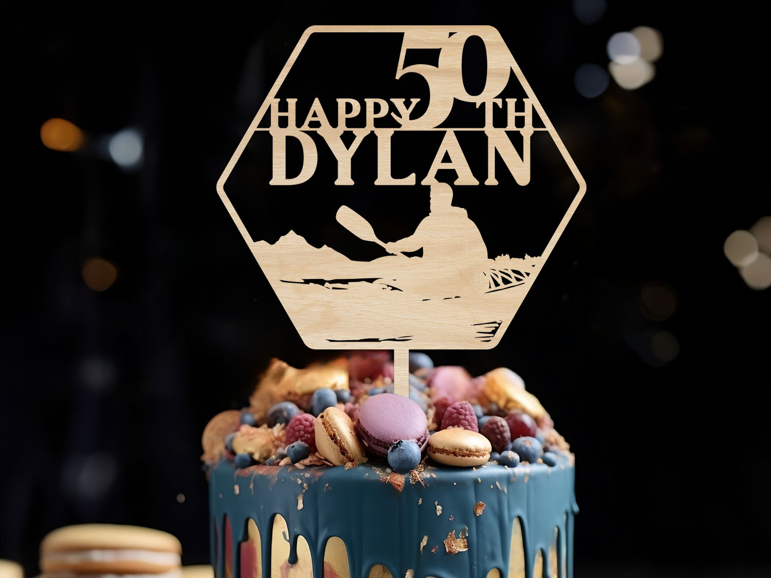 Kayaking Fan Birthday Cake Topper
