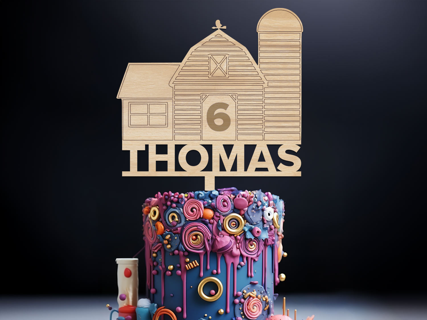 Personalised Birthday Cake Topper Farm Set