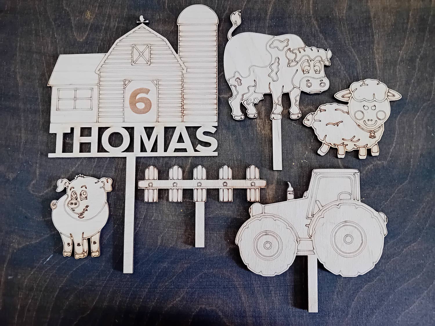 Personalised Birthday Cake Topper Farm Set