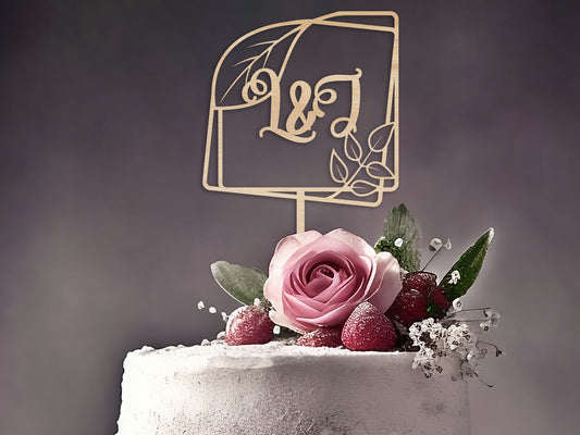 Square Shaped Initials Wedding Cake Topper