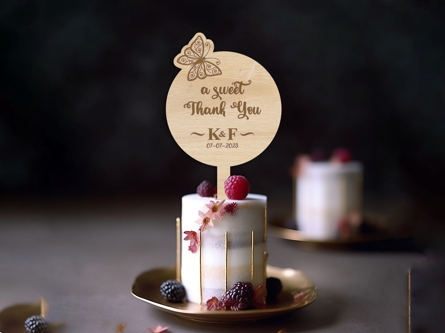 Sweet Thank You Butterfly Mini Wedding Cake Topper