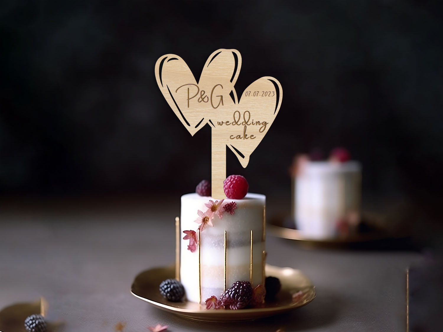 Two Hearts Mini Wedding Cake Topper