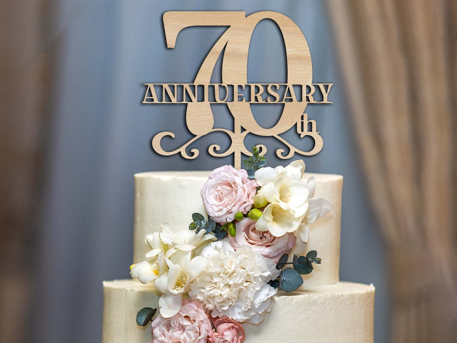 70th Anniversary Cake Topper