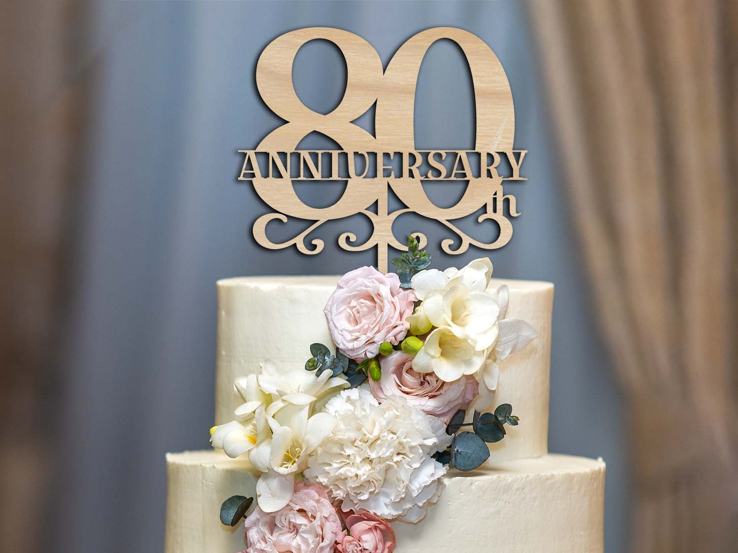 80th Anniversary Cake Topper