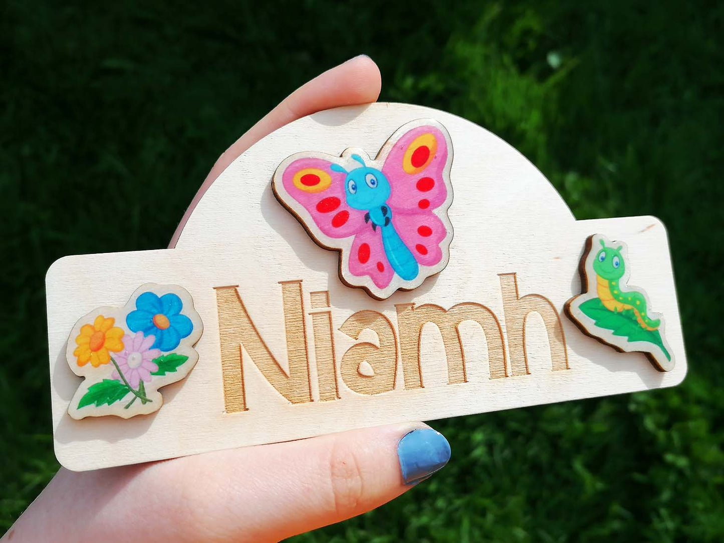 Butterfly and Flower Themed Child Room Sign
