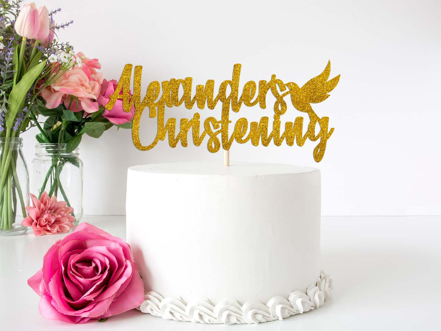 Glitter Cake Topper for Christening Ireland