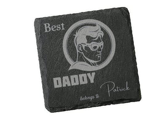 Daddy Superhero Personalised Coaster, Gift for Dad