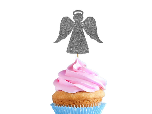 Silver Sparkly Angel Cupcake Topper Ireland
