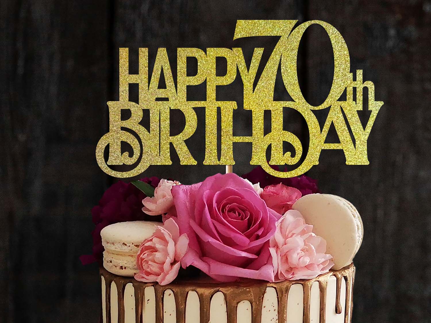 Happy 70th Birthday Glitter Cake Topper Ireland