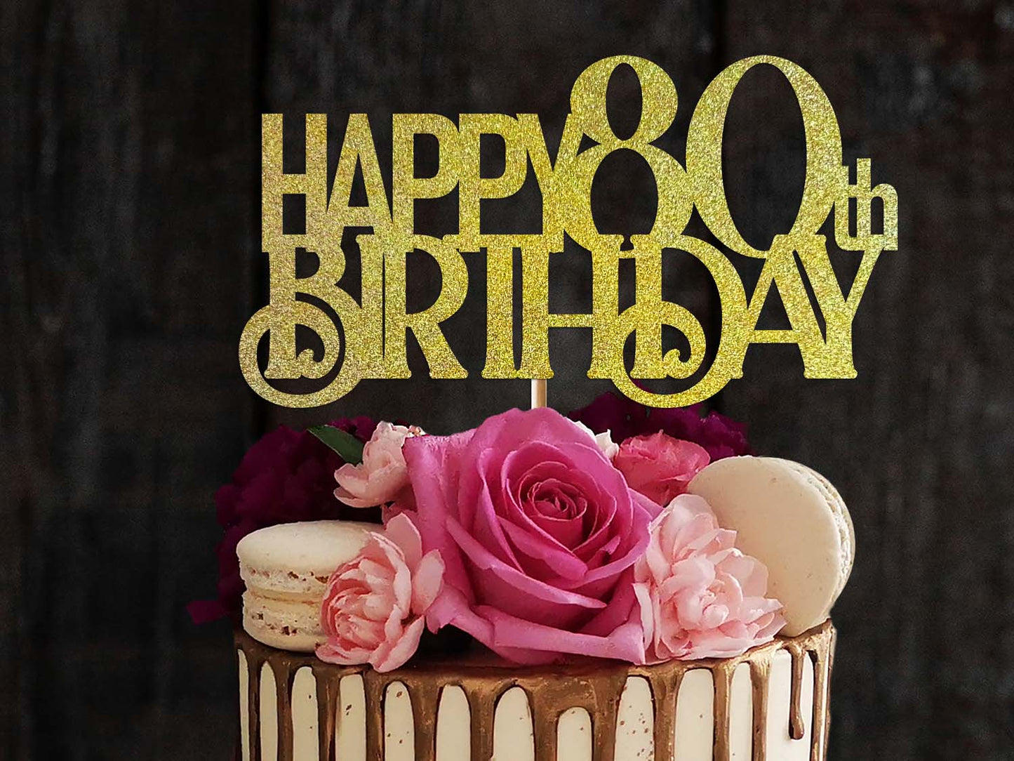 Happy 80th Birthday Glitter Cake Topper Ireland