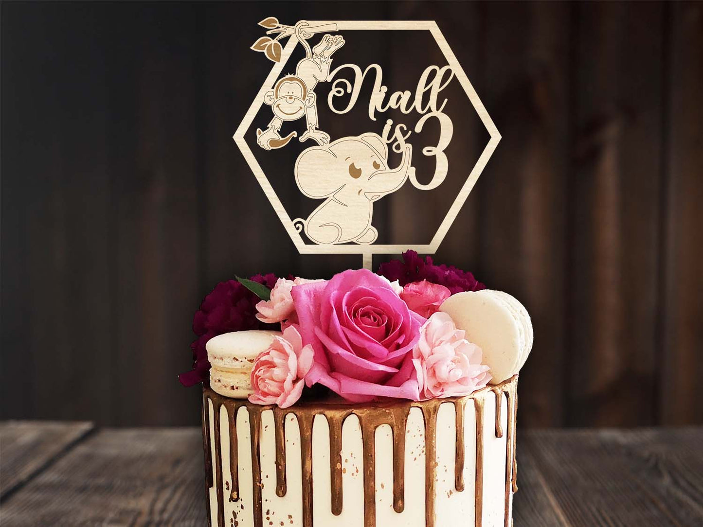 Baby Birthday Cake Topper with Cute Animals