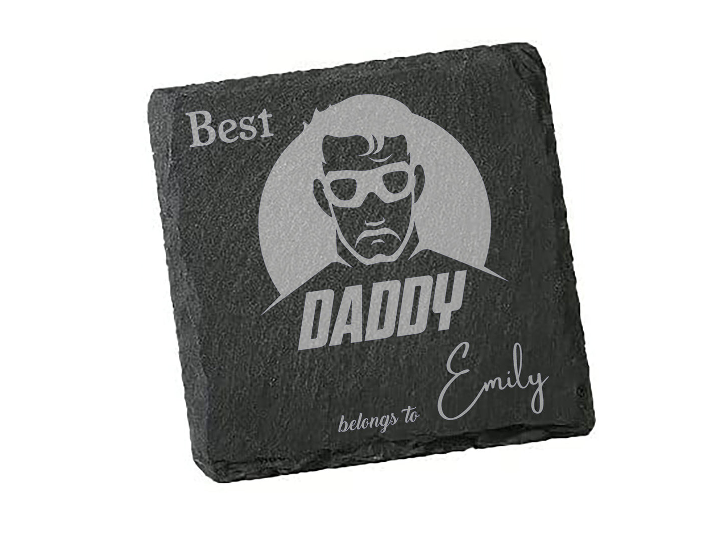 Best Daddy Superhero belongs to, Personalised Coaster for Dad