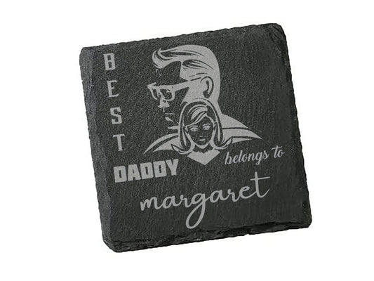 Daddy Superhero with daughter Personalised Coaster
