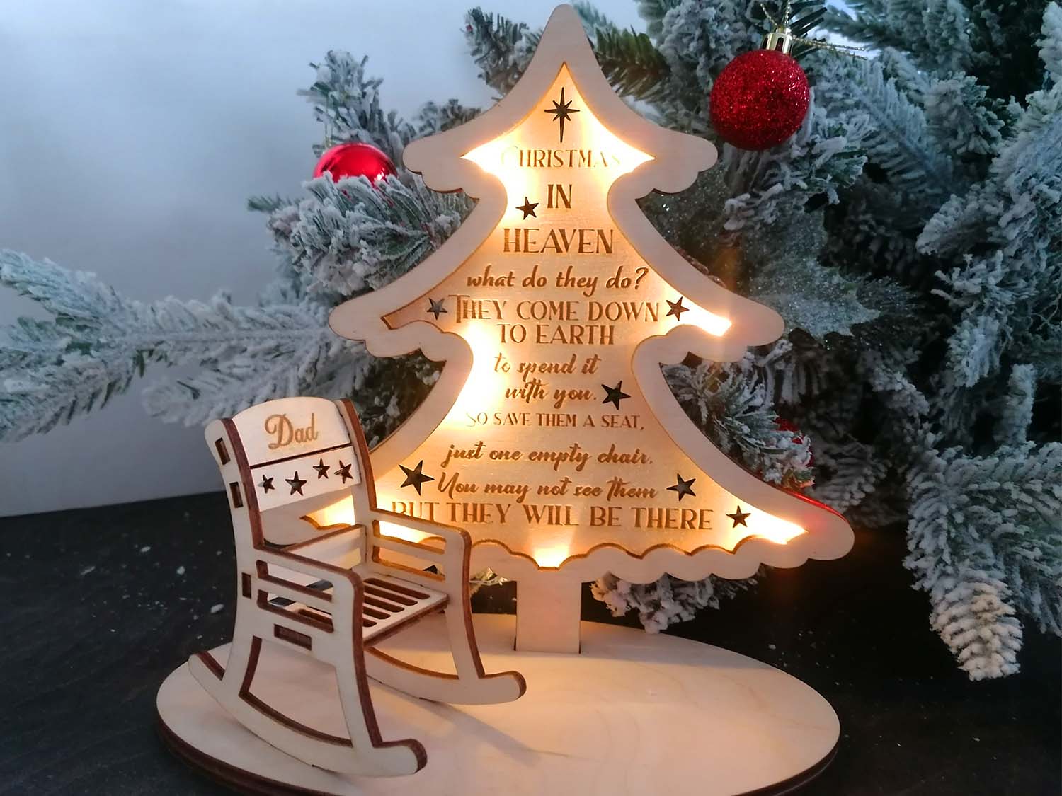 Personalised Christmas Remembrance Decoration with Lights