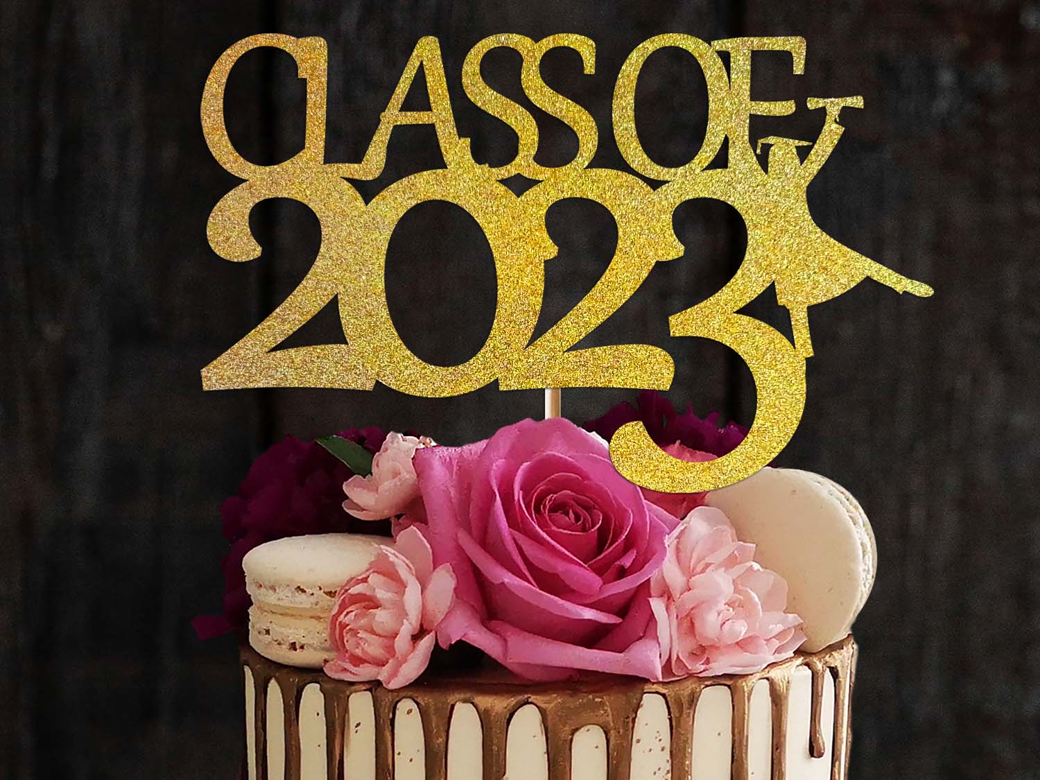 Class of Year Graduation Glitter Cake Topper - PGFactory.ie