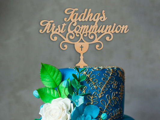 Personalised Wooden First Communion Cake Topper - PG Factory