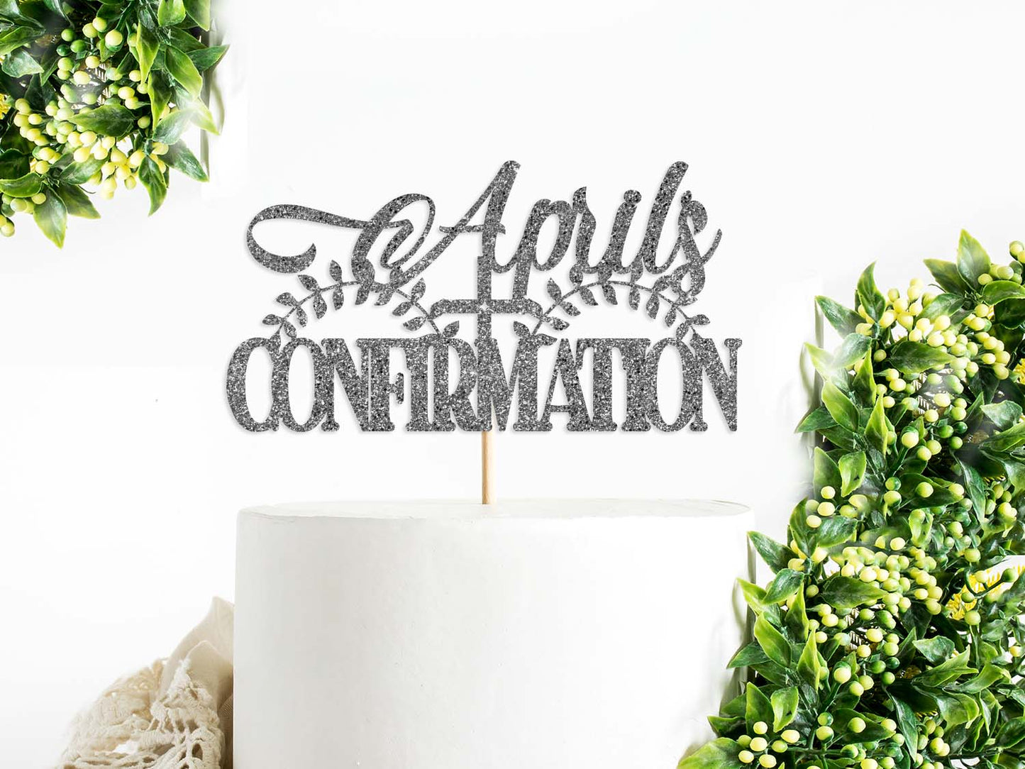 Confirmation Personalised Glitter Cake Topper