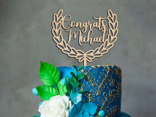 Congrats Graduation Wooden Cake Topper