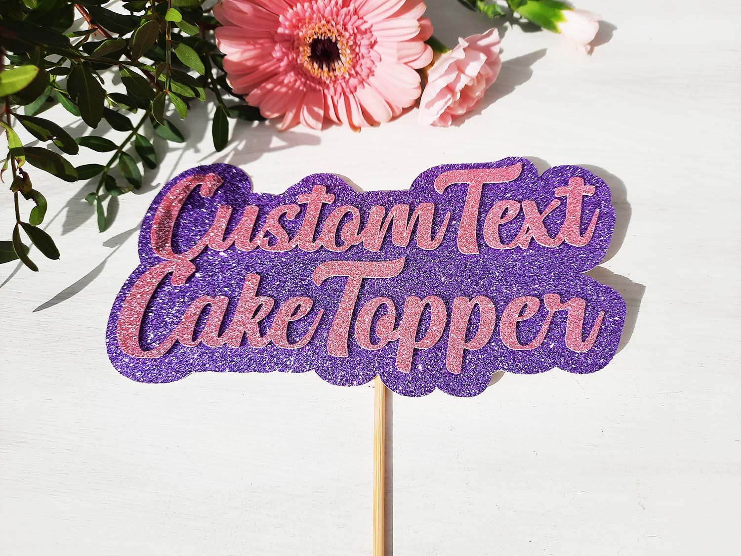 Custom Glitter Cake Topper
