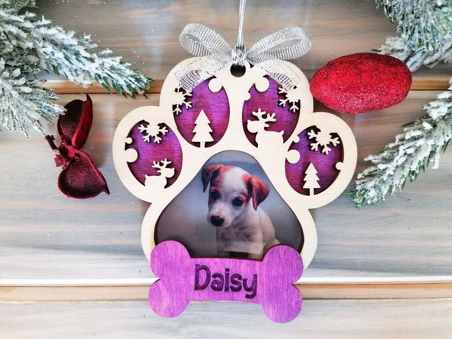 Personalised Dog Paw Photo Christmas Decoration Ireland