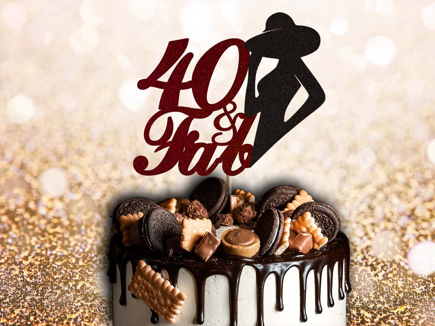 40 and Fab Glitter Cake Topper