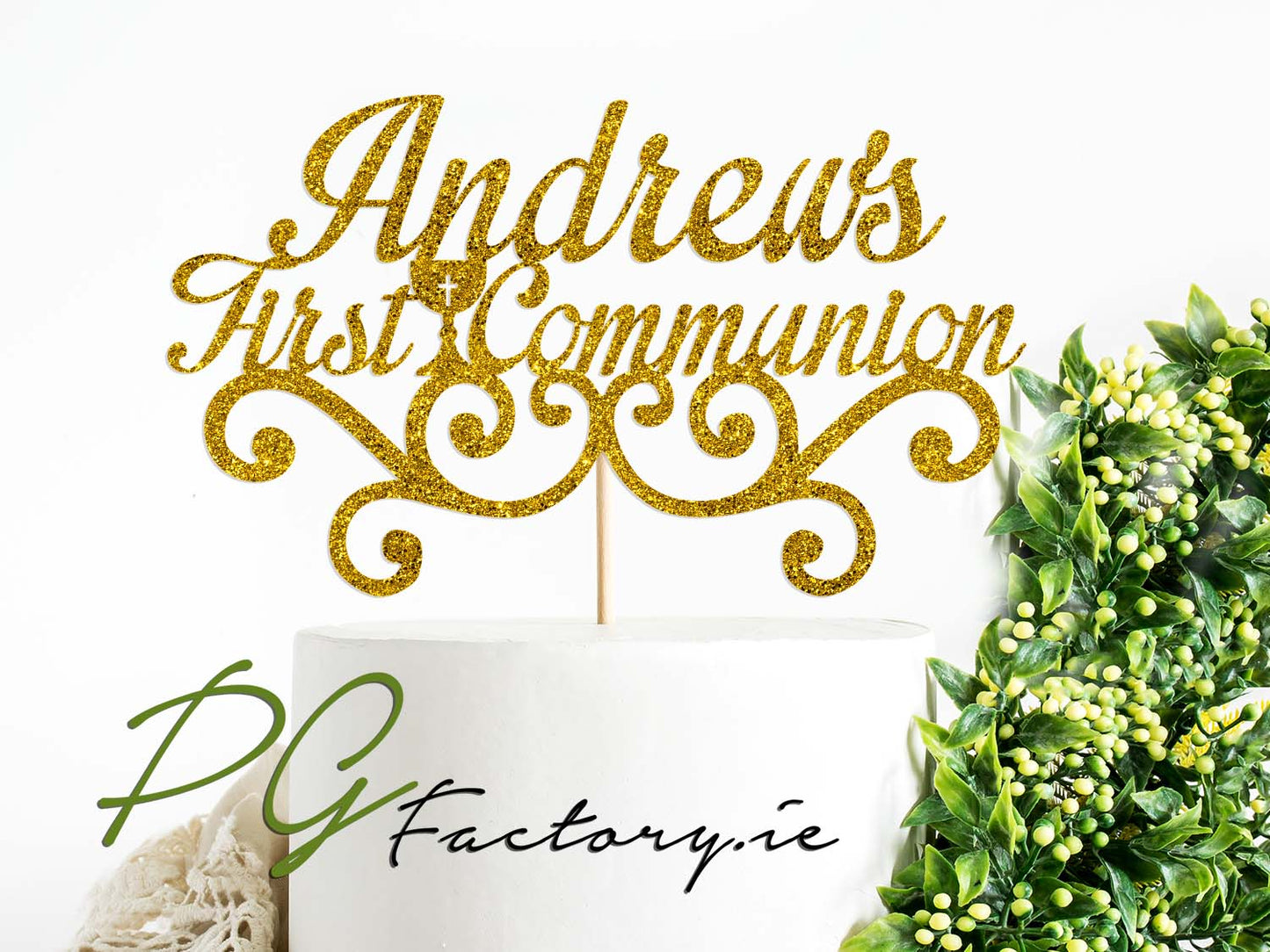 Personalised Holy Communion Glitter Cake Topper - PG Factory