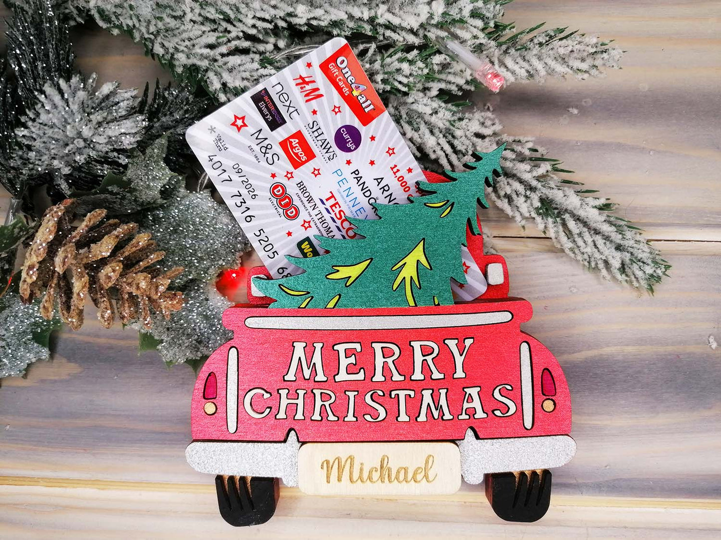Personalised Christmas Truck Gift Card Holder