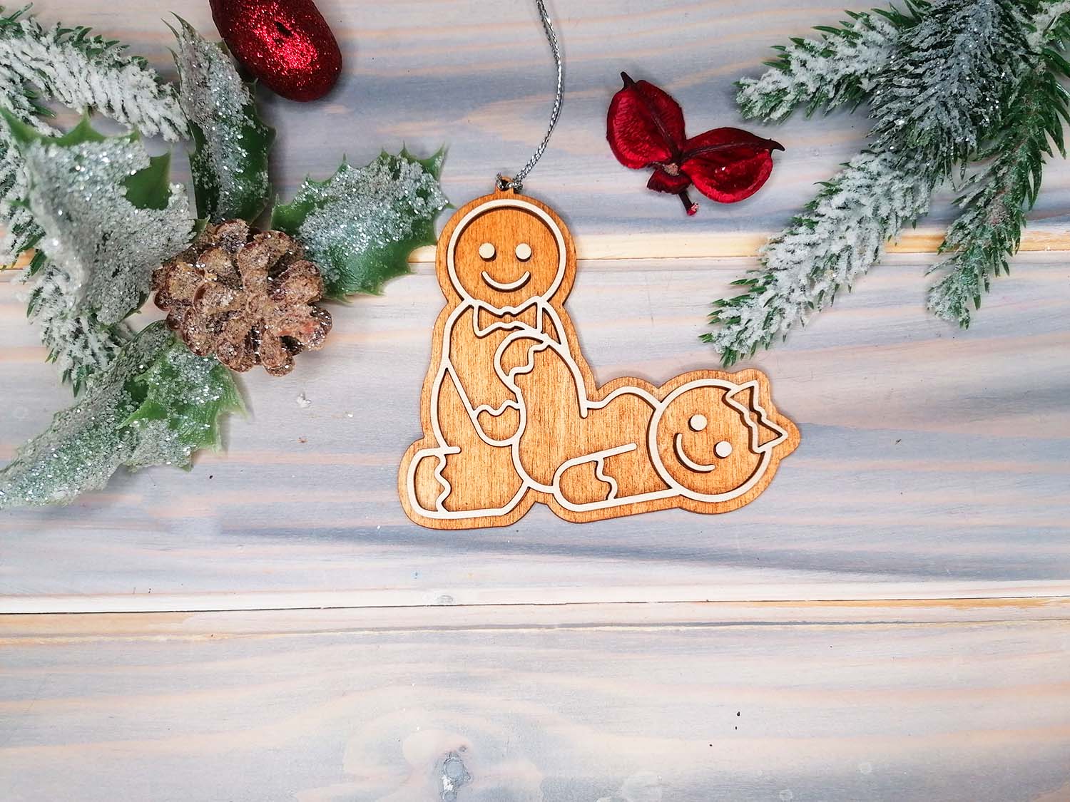 Sexy and Naughty Wooden made Christmas Decoration