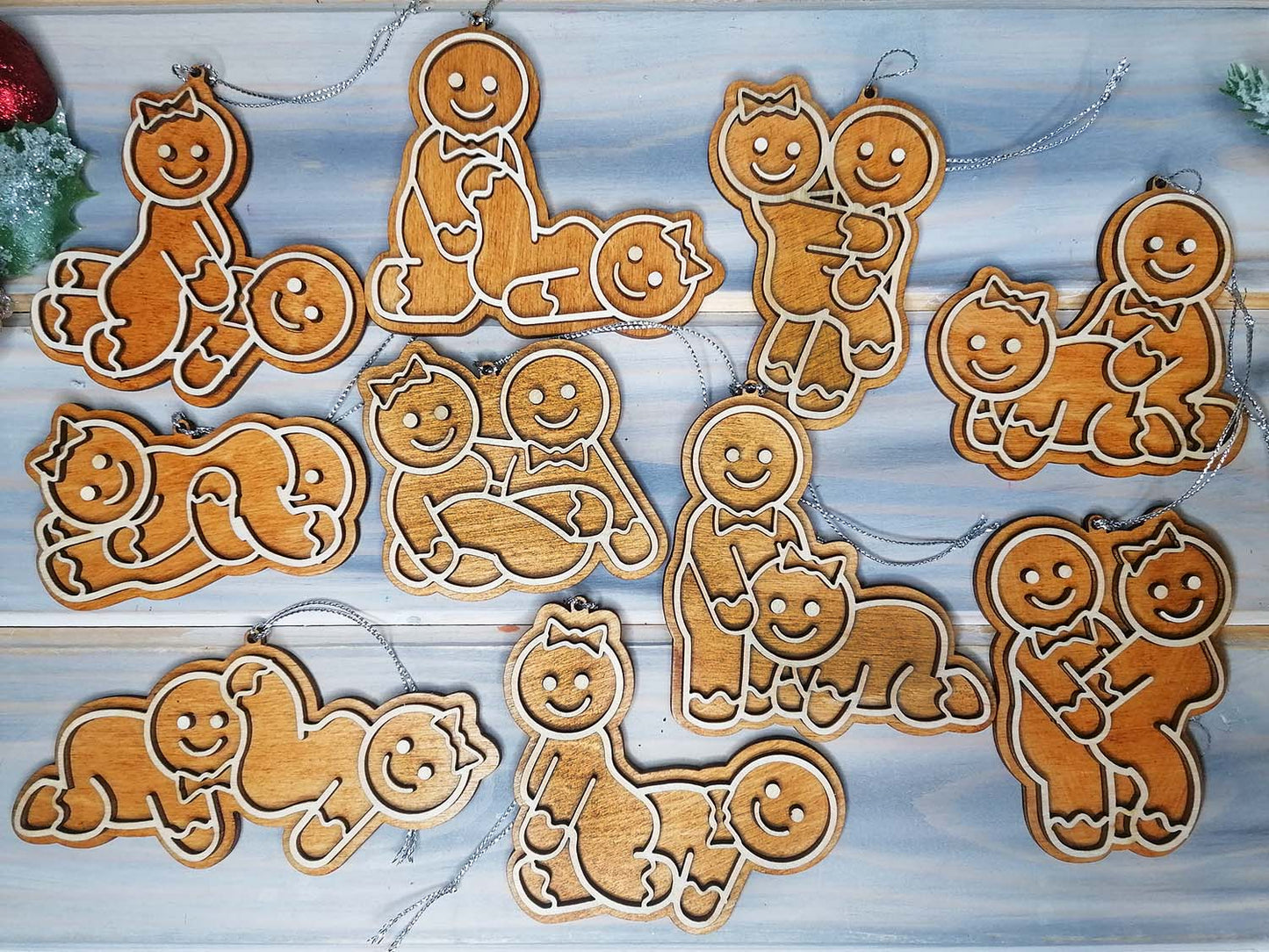 Adult Couple Gingerbreads Christmas Decorations Multipack