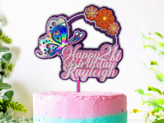 Hologram Butterfly Birthday Cake Topper