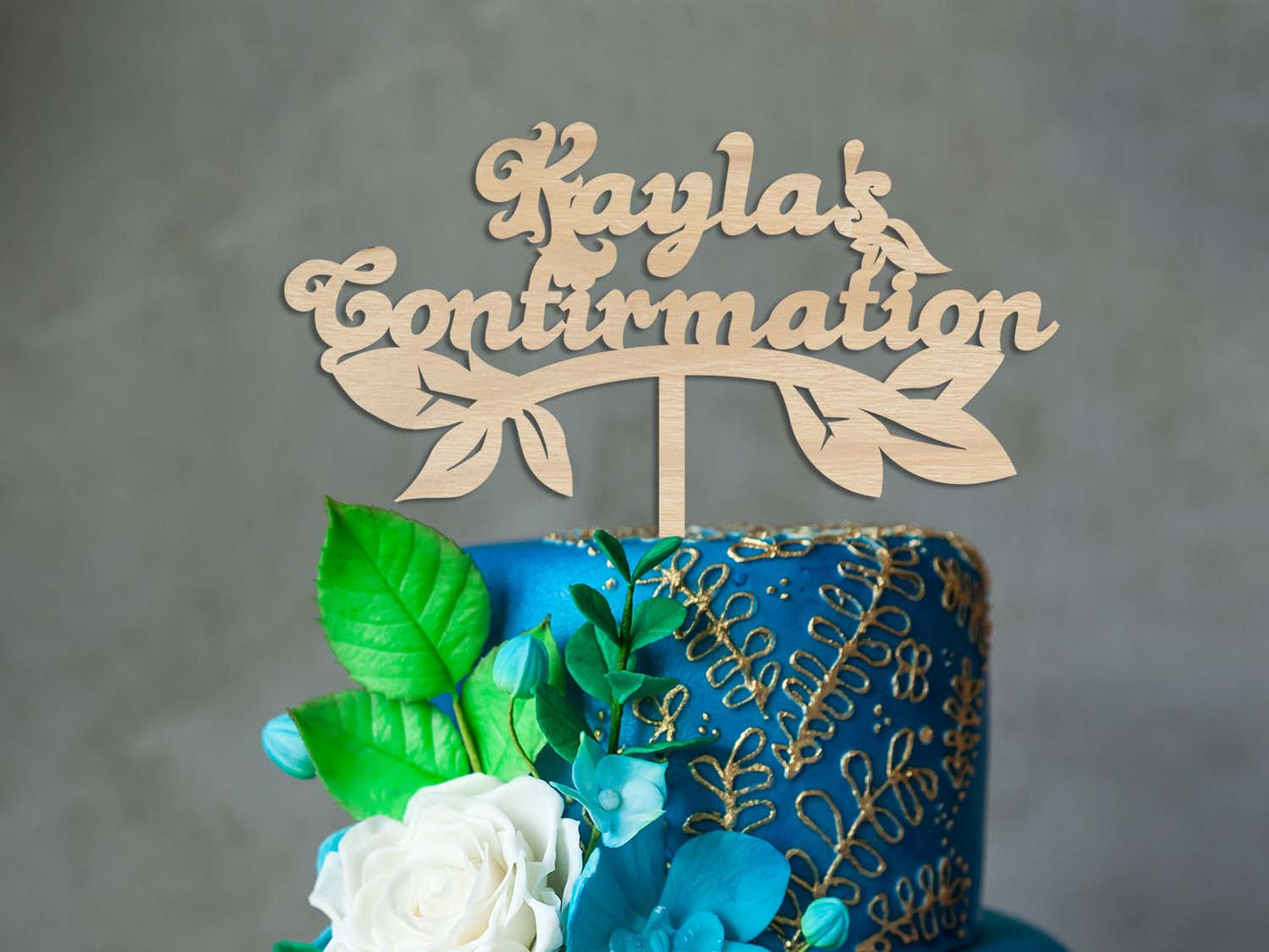 Confirmation Cake Topper with Leaves - Made in Ireland