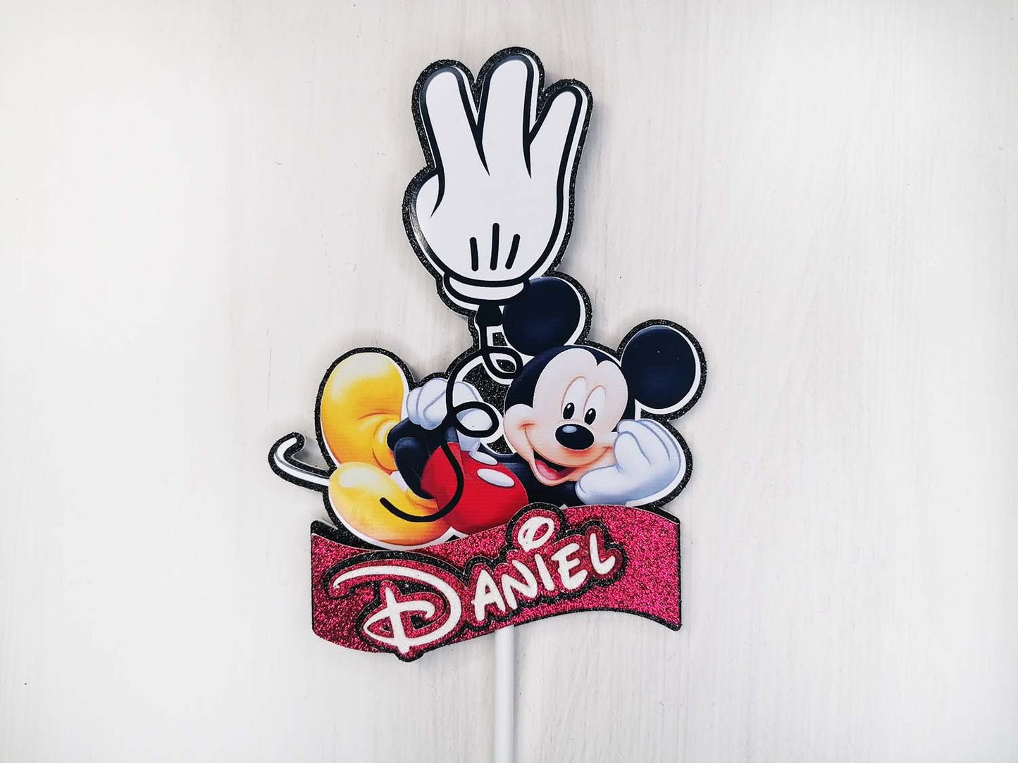 Mickey Mouse - 3D Glitter Craft Card Birthday Cake Topper - PG Factory