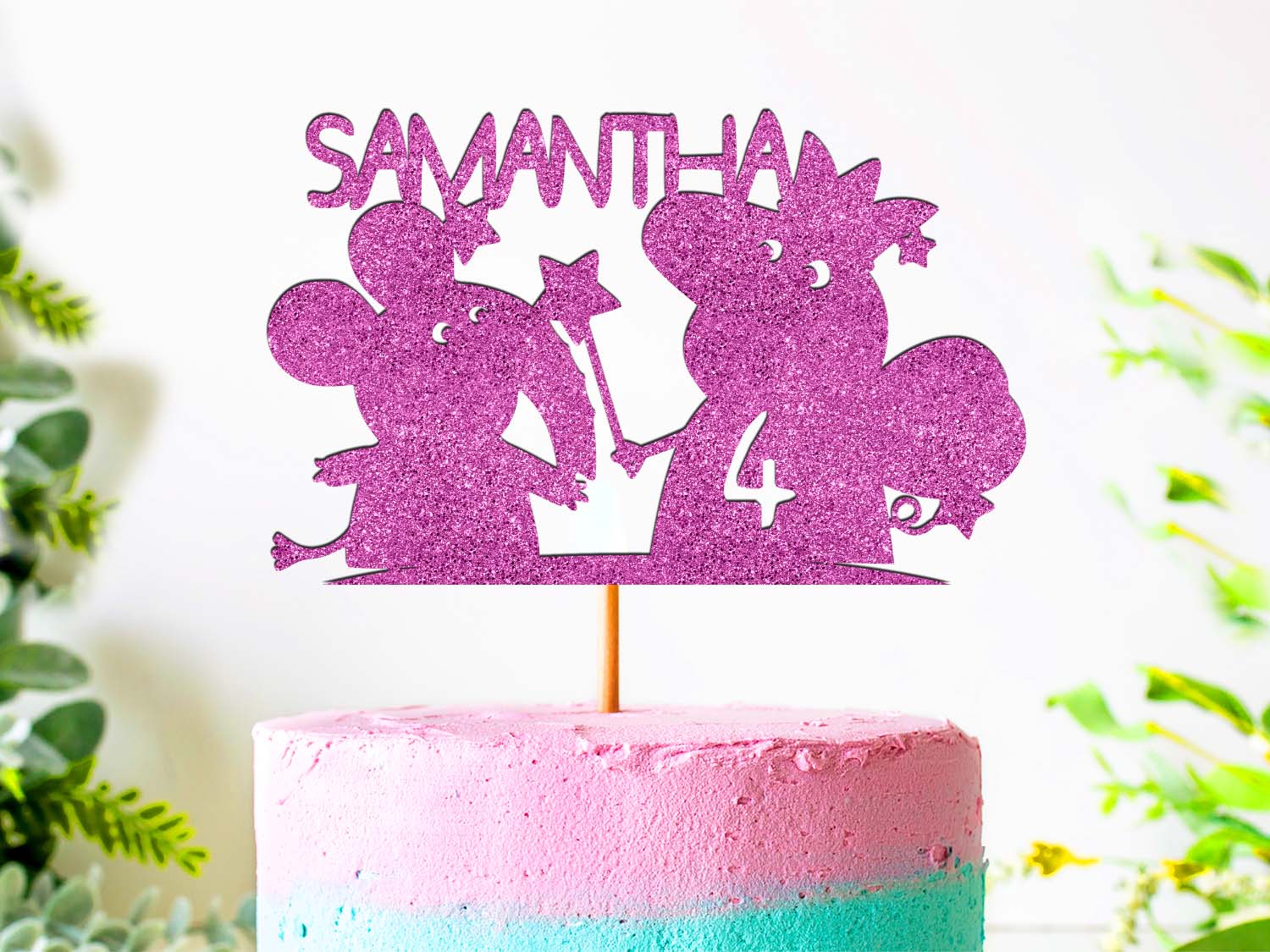 Peppa Pig Glitter Birthday Cake Topper Ireland Personalised
