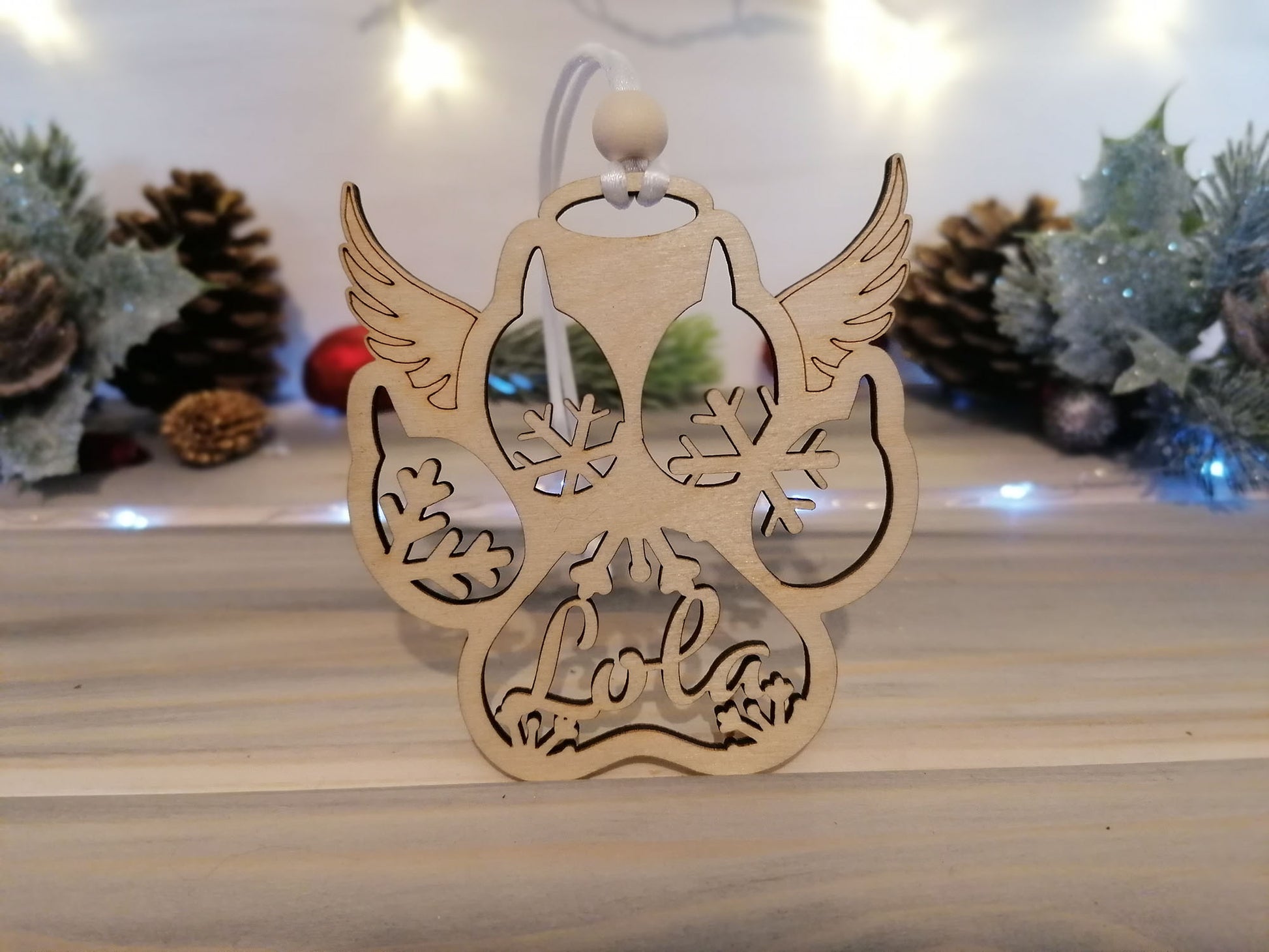 Personalised Cat Angel Paw Christmas Decoration - PG Factory