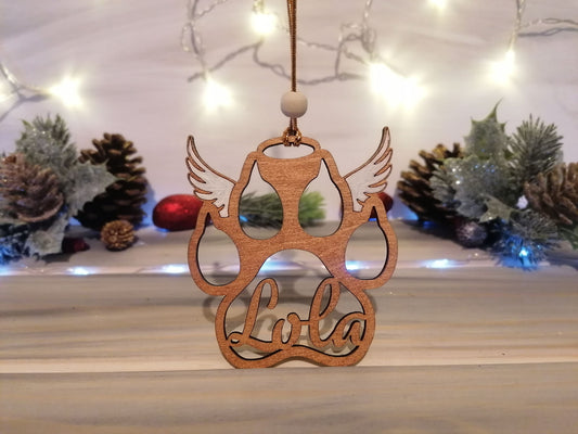 Personalised Cat Angel Paw Christmas Decoration - PG Factory