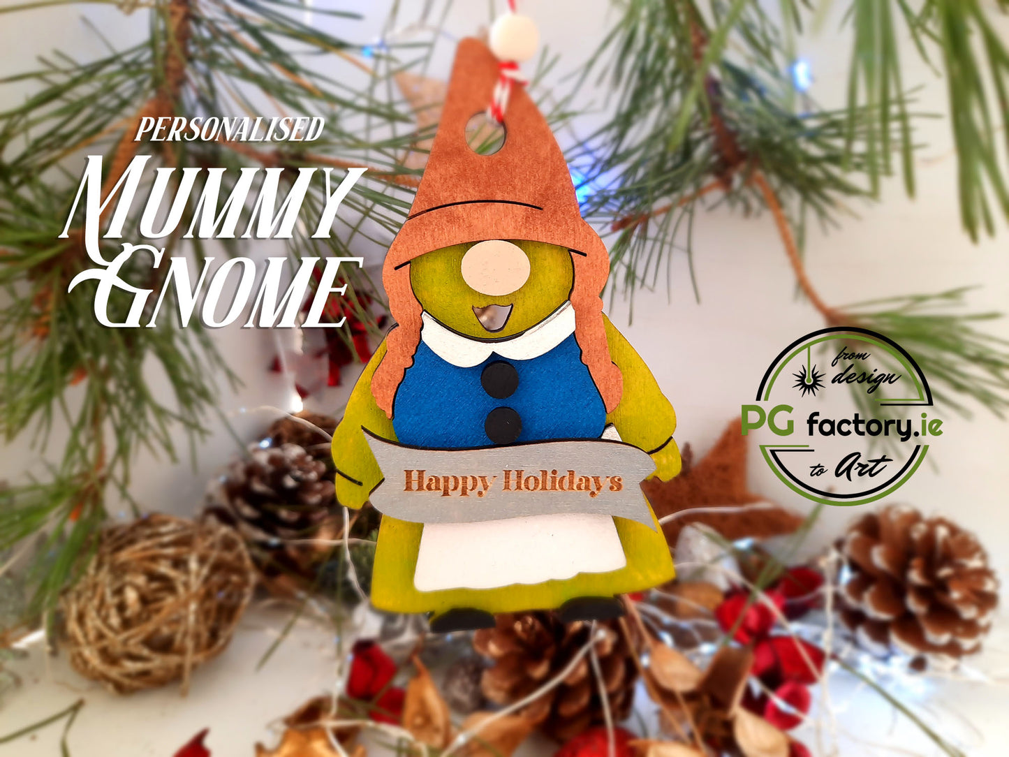 Mummy Gnome - Personalised Christmas tree decoration - PG Factory