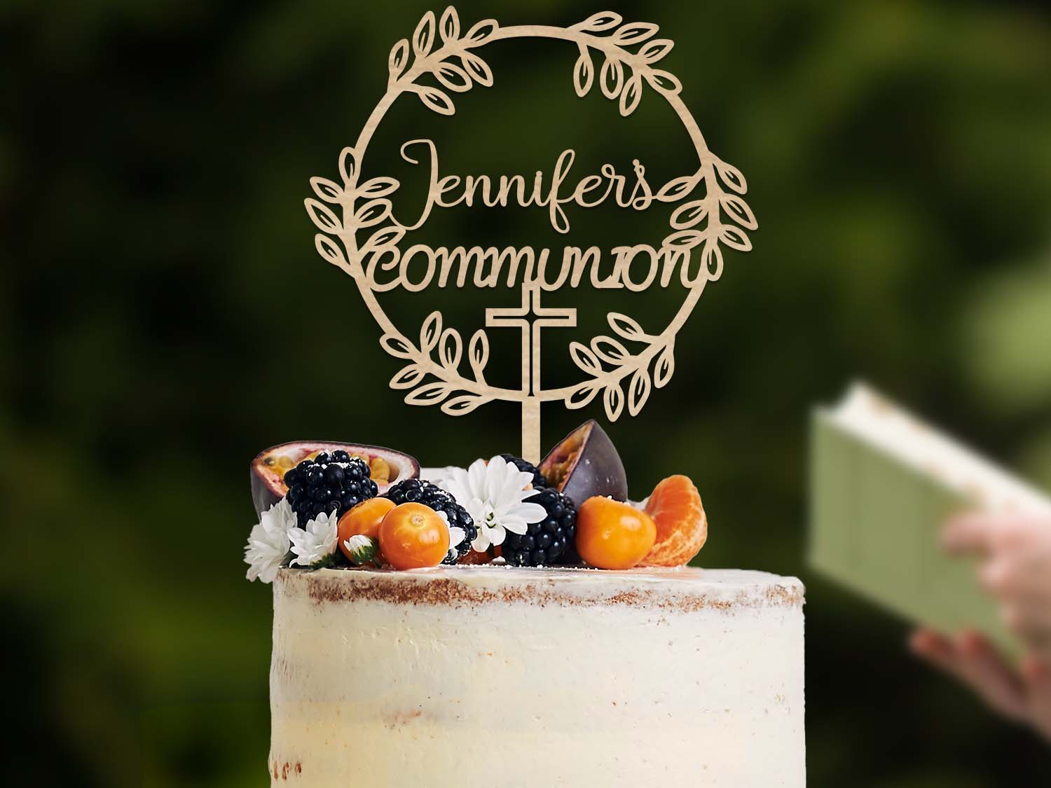 Personalised Wooden Communion Cake Topper