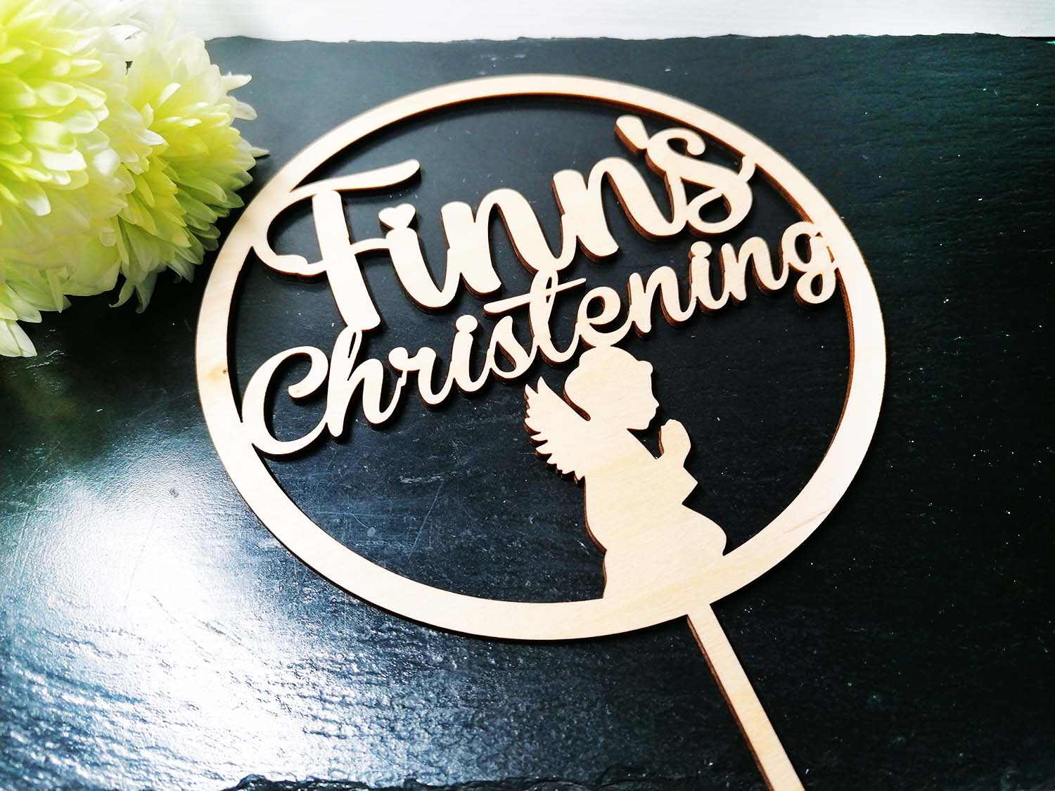 Christening Cake Topper with Angel