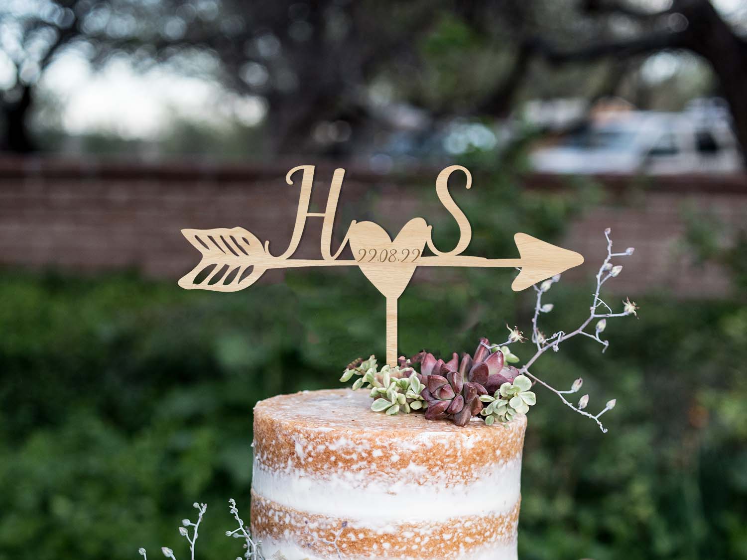 Rustic Love Arrow Wedding Cake Topper Ireland