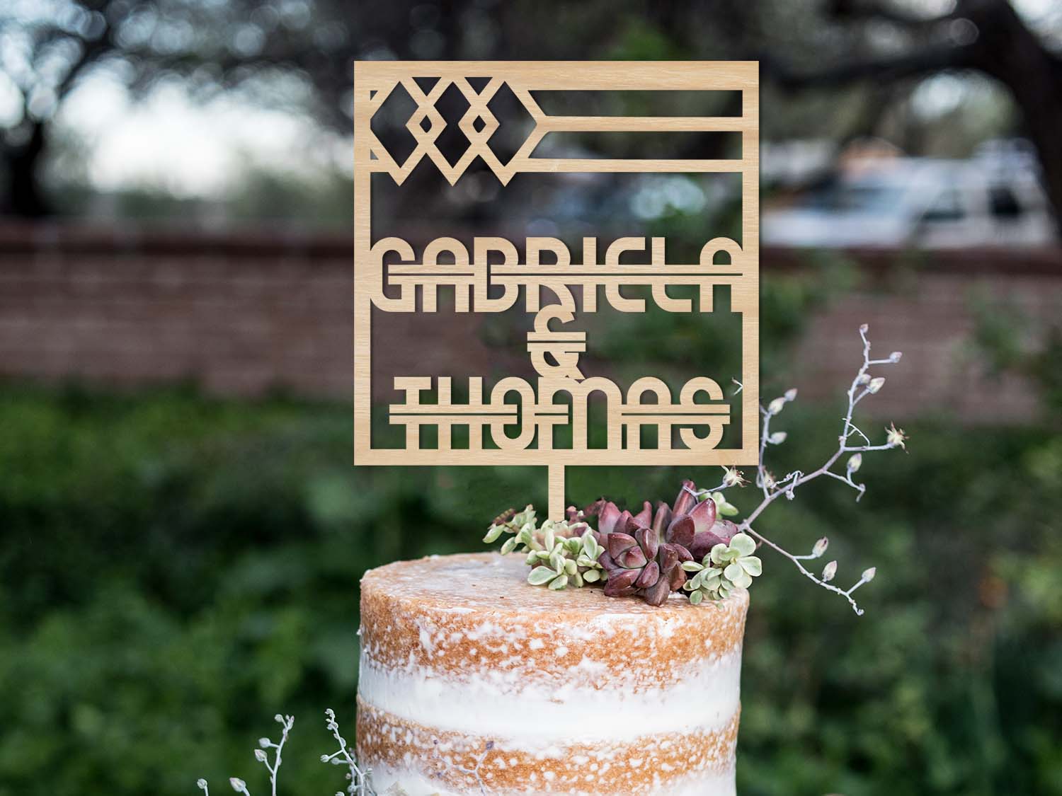 Square Modern Wedding Cake Topper