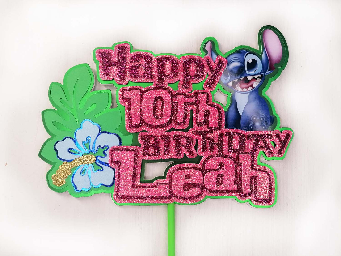 Stitch (Lilo and Stitch) 3D Glitter Craft Card Birthday Cake Topper –