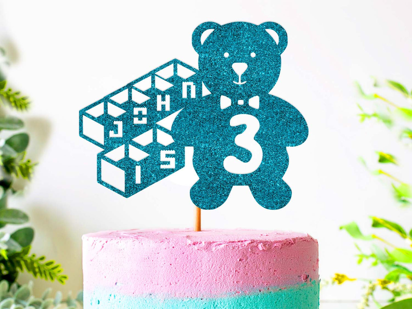 Teddy Bear Baby Birthday Cake Topper